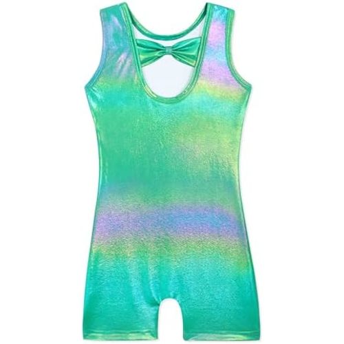 HOZIY Gymnastics Leotards for Girls with Shorts Toddlers Biketards Rainbow Unicorn Dinosaur Mermaid Leopard Flower Galaxy