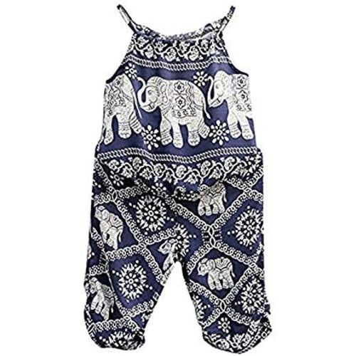 2Pcs/Set Kids Baby Girls Jumpsuit Romper, Elephant Straps Tops+Harem Pants Outfit