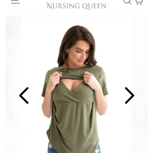 Nursing Tee With Asymmetrical Flap - Olive