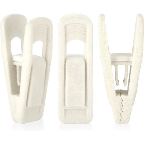 Tinfol Ivory Velvet Hanger Clips, 50pc Pants Velvet Clips, Large Opening Clip Clothes Pin, Strong Finger Flocked Clip Perfect for Slim-line Clothes Hangers