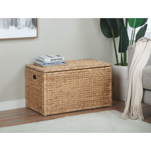 Highland Dunes Ved Heavy-duty Water Hyacinth Wicker Storage Trunk with Metal Frame & Reviews | Wayfair