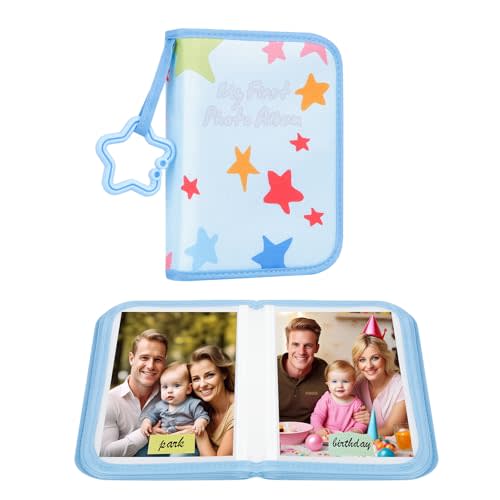 Baby's My First Photo Album for Baby Holds 21 4x6 Photos, Baby Photo Album Soft Cloth Family Book, My First Family Album for 4x6 Baby Shower Kids Toddlers Family Pictures, Toddler Photo Album (Blue)