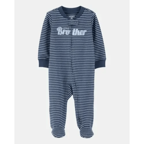 Baby Boy 'Little Brother' 2-Way Zip Cotton Sleep & Play Pajamas - Blue | Carter's