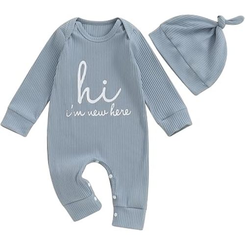 MERSARIPHY Newborn Baby Boy Girl Clothes Hi I'm New Here Coming Home From Hospital Outfits Gender Neutral One Piece Romper