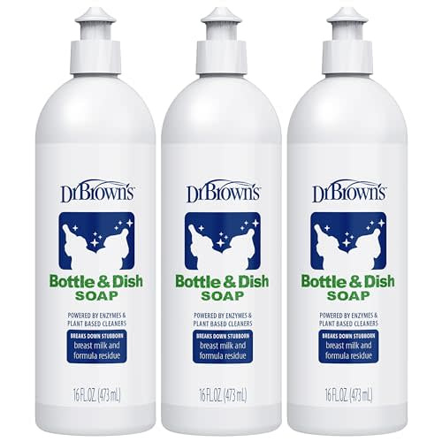 Dr. Brown's Bottle & Dish Soap for Baby Bottles and Baby Accessories, Plant-Derived, Fragrance-Free, 16 fl oz, 3 Pack