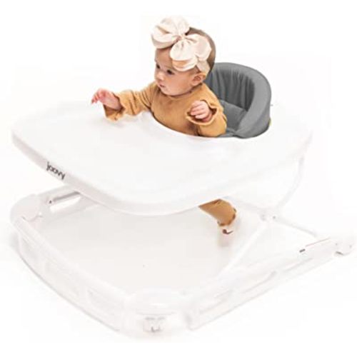Joovy Spoon Baby Walker & Activity Center Featuring Three Adjustable Heights, Extra-Large Tray, and 30 lb Weight Capacity - JPMA Safety Certified, Charcoal