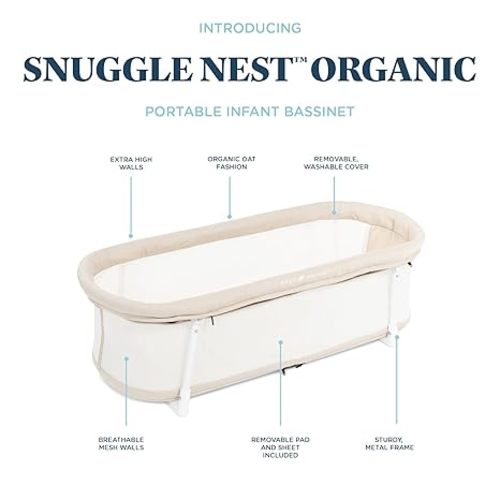 Baby Delight Snuggle Nest Bassinet, Portable Baby Bed, for Infants 0 – 5 Months, Organic Oat