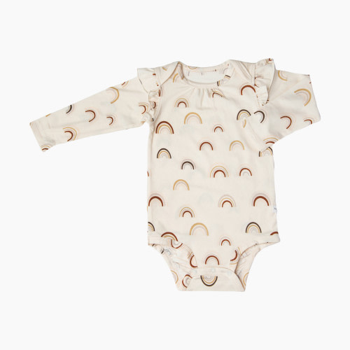 Loulou Lollipop Ruffle Long Sleeve Bodysuit (Tencel) - Canyon Rainbow, 0-3 M