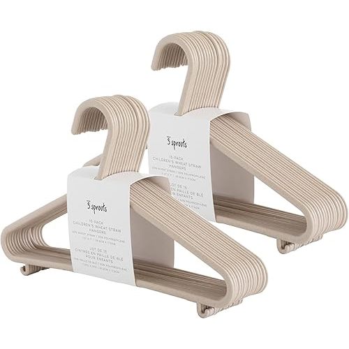 3 Sprouts Sustainable Wheat Straw Plastic Toddler & Kids Hangers – Pack of 30 Infant Baby Clothes Hangers for Closet Organization – Small Children's Hanger for Nursery, Speckled Beige