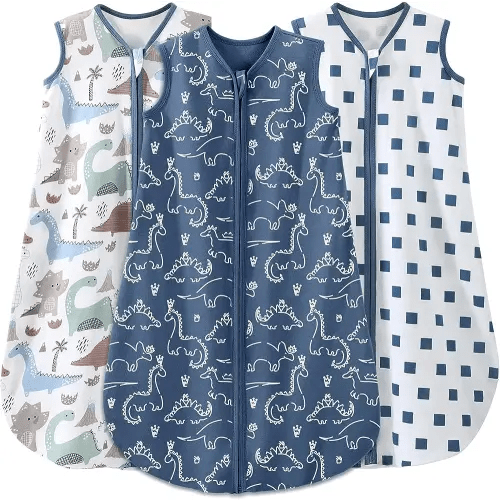 Yoofoss Baby Sleep Sack 0-6 Months Wearable Blanket 100% Cotton 2-Way Zipper TOG 0.5 Toddler Sleeping Sack 3 Pack, Comfy Soft Lightweight (Small)