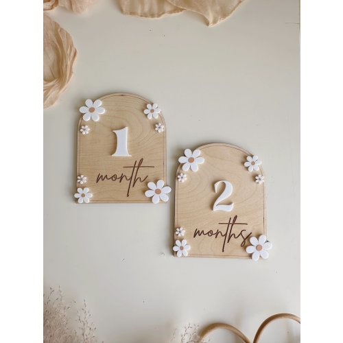 Baby Milestone | Boho Baby Milestone | Wooden daisy Flower Milestone Disc | Monthly Baby Milestone Marker | Baby Growth | Baby Photo Prop