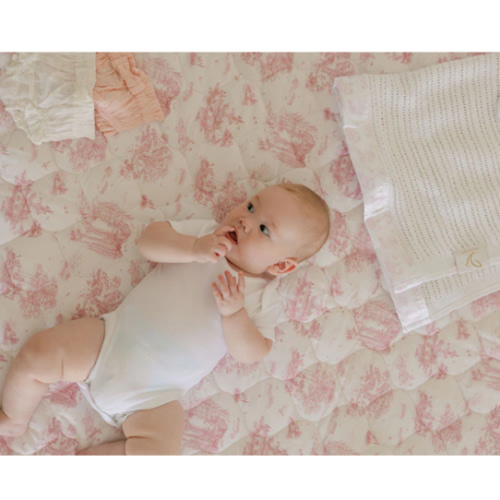 Spring Toile Pink Quilted Playmat - Organic Cotton Baby Playmat – The Gilded Bird US