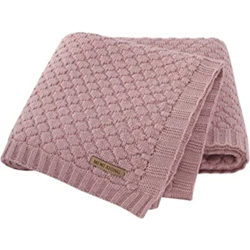 mimixiong Baby Blanket Knitted Soft Swaddling Receiving Baby Blankets for Crib Stroller Nude Pink 40x30 Inches…
