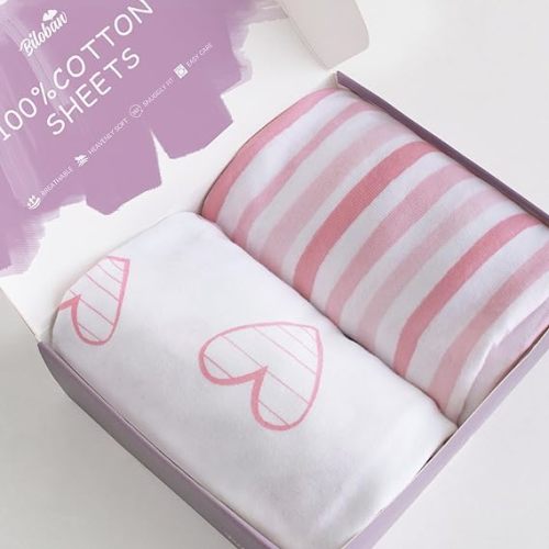 Bassinet Sheets Compatible with Newton, Li'l Pengyu, BCOL, Bold and QUTANIX Baby Bassinet Bedside Sleeper, 2 Pack 100% Cotton Bassinet & Bedside Sleeper Sheets, Pink and White Print for Baby