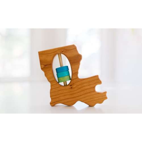 Louisiana State Rattle™ - Modern Wooden Baby Toy - Organic and Natural