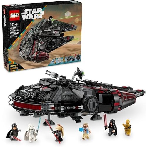 LEGO Star Wars The Dark Falcon Buildable Starship, Star Wars Toy Vehicle Set for Boys and Girls, Collectible Millenium Falcon Toy with 6 Star Wars Minifigures, Birthday Gift for Kids or Any Fan, 75389
