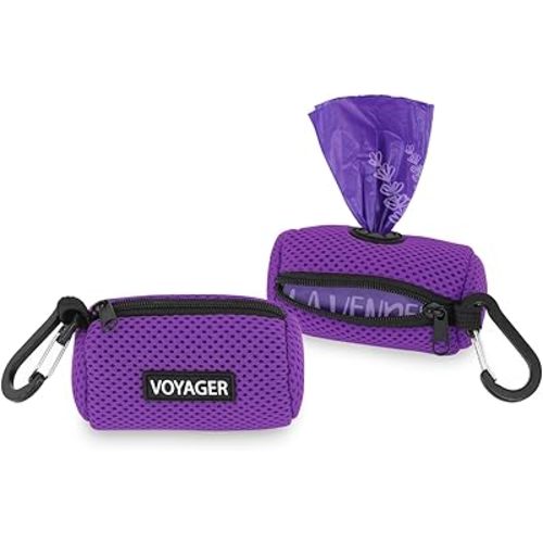 Best Pet Supplies 2-Pack Dog Poop Bag Holder Leash Attachment, Color, Reusable Mesh Dispenser Pouch for Travel, Walking, Park, and Outdoor Use, Soft and Durable with Clip-On - Mesh Purple