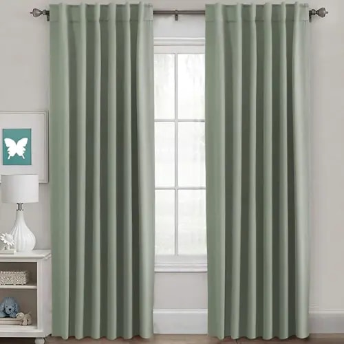 H.VERSAILTEX Blackout Curtains Thermal Insulated Window Treatment Panels Room Darkening Blackout Drapes for Living Room Back Tab/Rod Pocket Bedroom Draperies, 52 x 84 Inch, Light Sage, 2 Panels