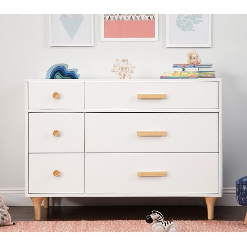 Babyletto Lolly 6 Drawer Dresser, White/Natural - White/Natural - White/Natural - Standard UPS Delivery