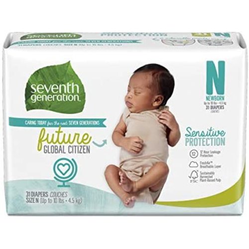 Seventh Generation Baby Diapers, Sensitive Protection, Size Newborn, 31 Count