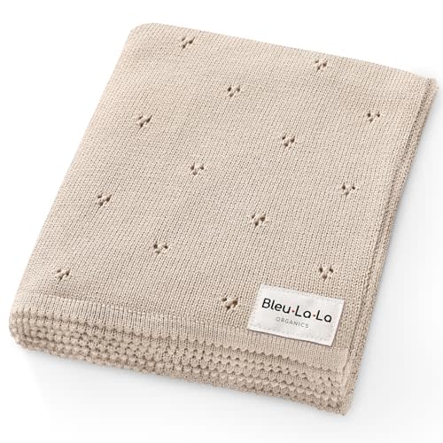 Bleu La La Luxury Organic Pointelle Receiving Blanket (Oatmeal)