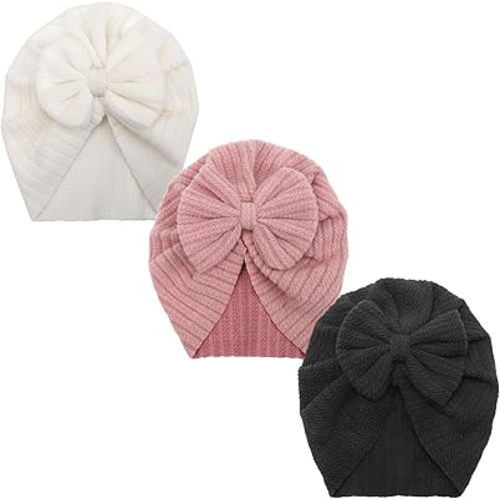 Newborn Baby Girl Hats with Bow Cotton Toddler Infant Beanie Cap Newborn Hospital Hats for Baby Girl Kid