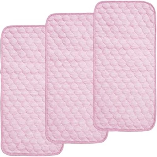 BlueSnail Quilted Thicker Waterproof Changing Pad Liners,3 Count(Pink 13” x 27”)
