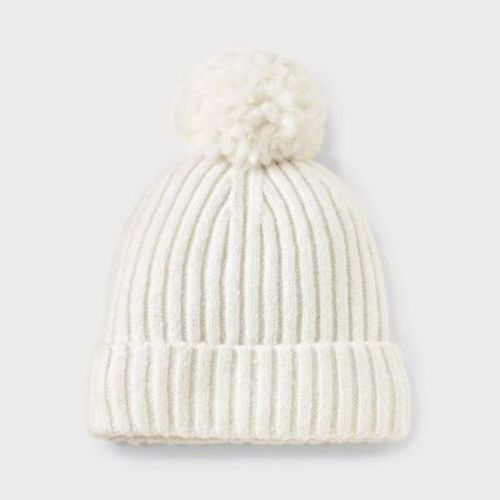 Baby Girls' Sparkle Yarn Beanies - Cat & Jack™ Cream 12-24m