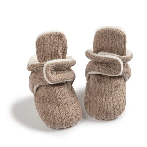 Sawimlgy Newborn Infant Baby Girl Boy Cotton Booties Stay On Sock Slippers Soft Bedroom Shoes Non-Skid Ankle Boots With Grippers Toddler Crib Warm Shoe First Walker Birthday Shower