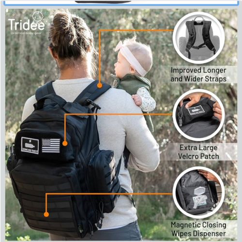Dad Diaper Bag - Molle-Style Military Diaper Backpack Made of Rugged 900D Waterproof Polyester with Wider Extra-Long Straps, Pouch for Dirty Diapers, Baby Wipes Dispenser & Insulated Bottle Pockets