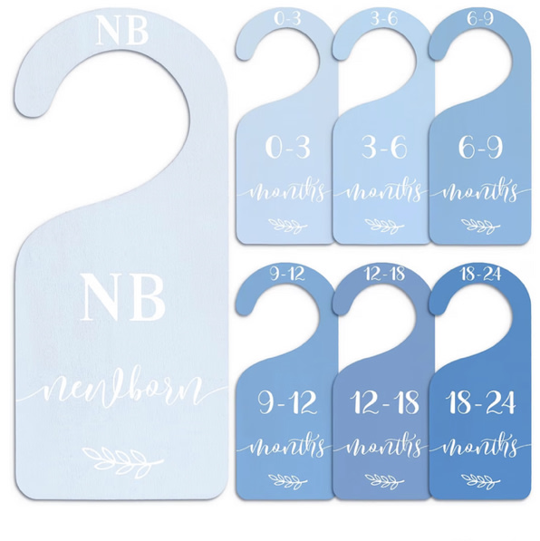 7 Pcs Blue Wood Baby Closet Size Dividers