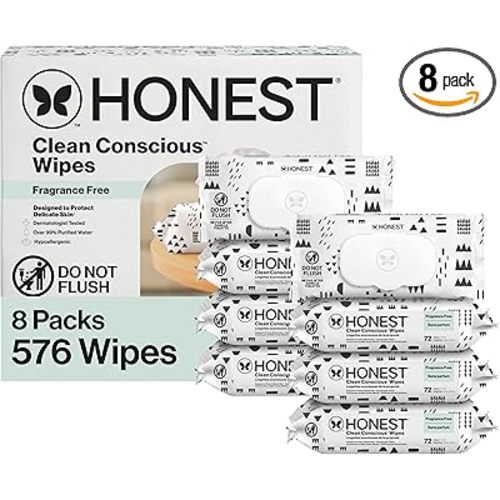 The Honest Company Hypoallergenic Multi-Use Baby Wipes for Sensitive Skin Baby Pattern Play 576 Count
