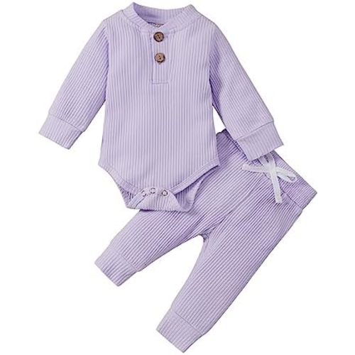 Newborn Baby Girl Boy Fall Clothes Outfits Long Sleeve Knitted Cotton Bodysuits+Pants Outfits&Set Baby Fall Winter Outfits