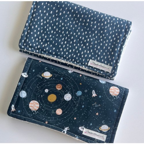 Outer Space Burp Cloths For Boy, Moon & Solar System Burp Rags, Stars and Planets, Science Gift for Baby Shower