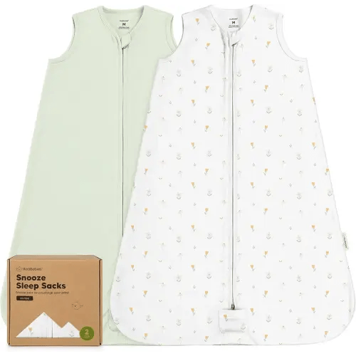 2-Pack Baby Sleep Sacks, Zipper Wearable Blanket - 0.5TOG Organic Cotton,Lightweight,Soft Cozy Toddler Sleeping Sack 6-12 months,Easy to Wear Large Newborn Transition Swaddles Sleepsacks (Wildflowers)