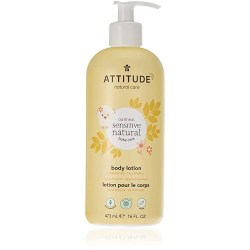 ATTITUDE Body Lotion for Baby, EWG Verified, Plant and Mineral-Based Ingredients, Vegan and Cruelty-free Personal Care Products, Hypoallergenic, Sensitive Skin, Unscented, 16 Fl Oz