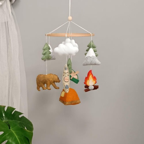 National Park Baby Mobile, Mountain Bear Woodland Nursery Decor, Campaign Style, Baby shower gift