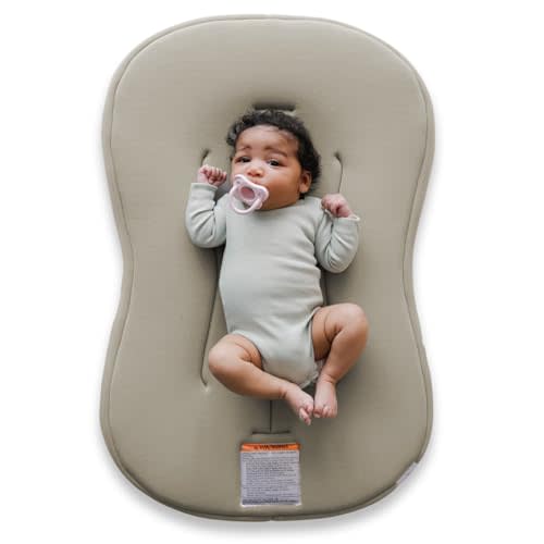 Snuggle Me Baby Lounger Curve (0-6 Months) - Premium Organic Cotton with Foam Core, Machine-Washable Cover, Buttery-Soft & Breathable Infant Lounger with Travel Bag (30 in x 20 in x 1.9 in) - Birch