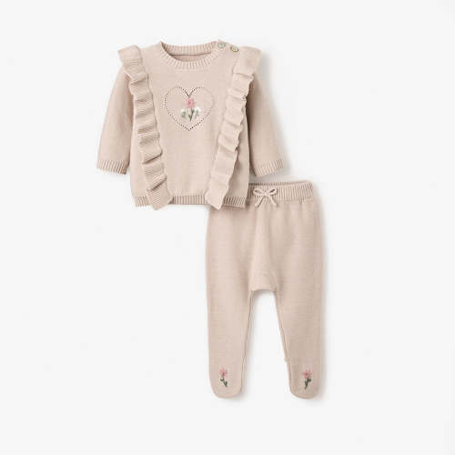 Pony Meadow Heart Sweater & Footed Pant Set – Elegant Baby