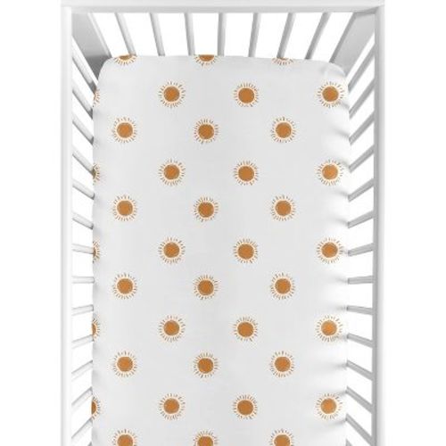 Sweet Jojo Designs Boy Girl Gender Neutral Unisex Baby Fitted Crib Sheet Boho Sun Collection White And Orange