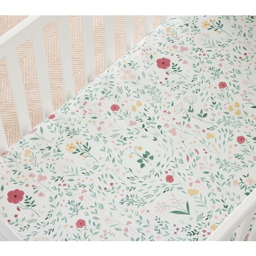 Chris Loves Julia Prairie Floral Organic Crib Fitted Sheet | Pottery Barn Kids