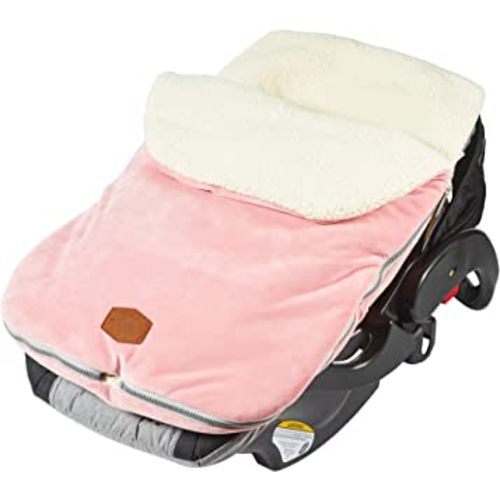 JJ Cole Bundle Me Winter Baby Car Seat Cover and Bunting Bag - Original - Sherpa Lined Weather Resistant Baby Carrier and Stroller Cover - Stroller Accessories and Winter Baby Essentials - Blush Pink