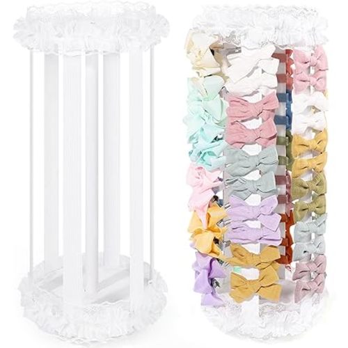 POVETIRE Bow Holder for Girls Hair Bows,White Hair Bow Organizer, Hair Clips Stand Hair Accessories Rack Display Decors Baby Nursery Toddler Girls Room