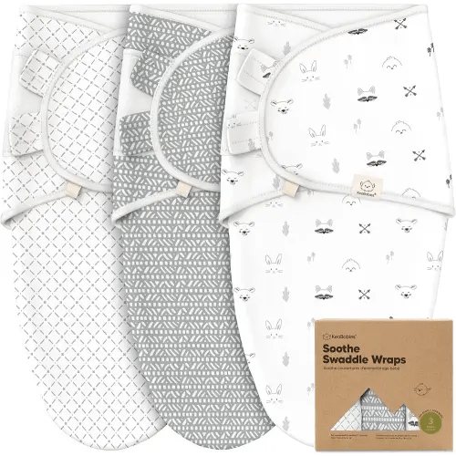 KeaBabies 3-Pack Organic Baby Swaddle Sleep Sacks - Newborn Swaddle Sack, Ergonomic Baby Swaddles 0-3 Months, Swaddles for Newborns,Baby Sleep Sack, Baby Swaddle Blanket Wrap,Baby Essentials(Nordic)
