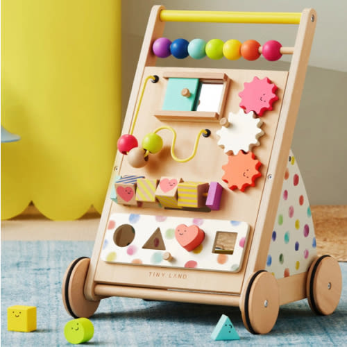 Tiny Land® Premium Natural Wooden Activity Walker