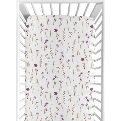 Sweet Jojo Designs Watercolor Floral Garden Purple Girl Fitted Crib Sheet