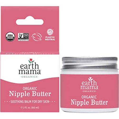 Organic Nipple Butter Breastfeeding Cream by Earth Mama | Lanolin-free, Postpartum Essentials Safe for Nursing, Non-GMO Project Verified, 2-Fluid Ounce