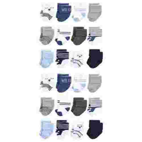Hudson Baby Cotton Rich Baby Terry Socks 24-Pack, Bear Boy, 0-6 Months
