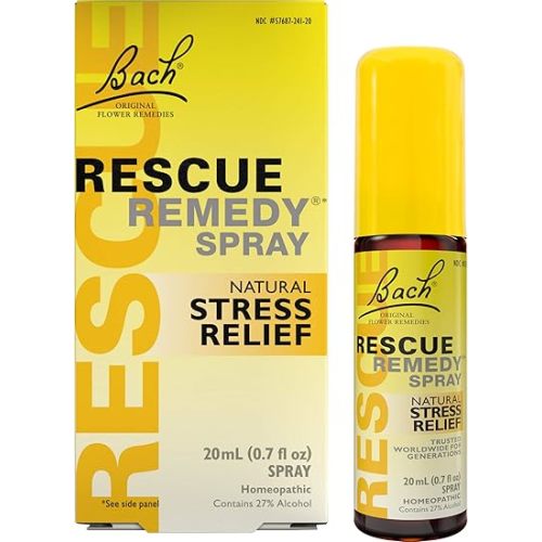 Bach RESCUE REMEDY Spray 20mL, Natural Stress Relief, Homeopathic Flower Essence, Vegan, Gluten & Sugar-Free, Non-Habit Forming (Packaging May Vary)