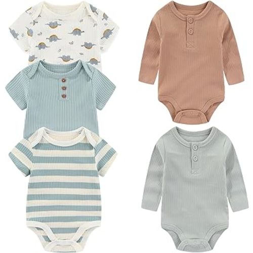 Ruliby Baby Bodysuits 5-pack Ribbed Clothes Set 0-3 Months